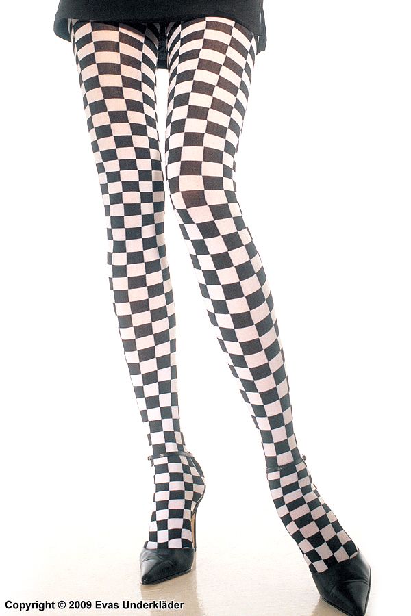 Tights with checkered pattern